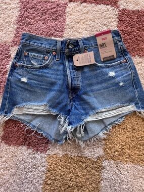 Levi's Blue Distressed 501 Jean Shorts